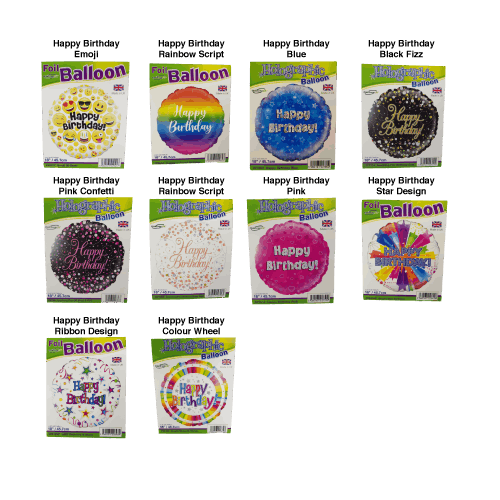 18 Inch Round Happy Birthday Foil Balloon